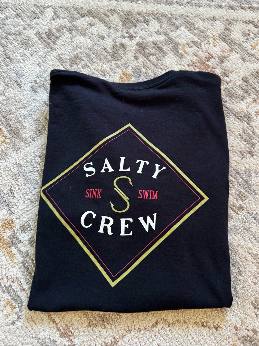 Salty Crew Black Tee with Multicolor Diamond Logo